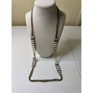 Stella & Dot Layered‎ Boho Beaded Chain Necklace Gold Silver Tone Y2K